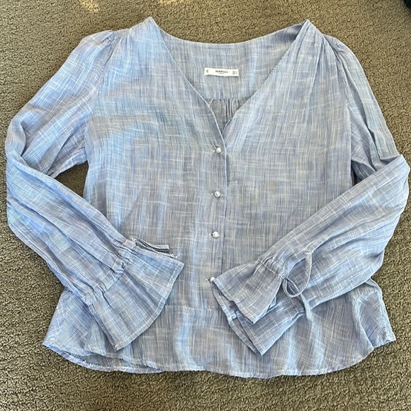 Mango Tops - Blue & White Mango Blouse